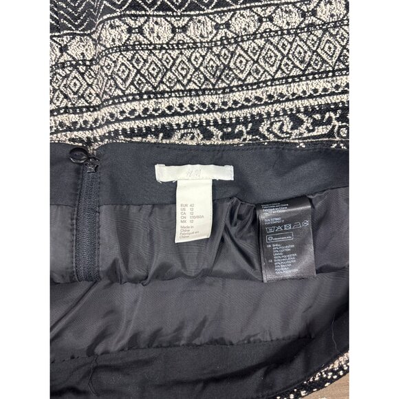 H&M Black & White Aztec Patterned Mini Skirt Size 12 Made In China Polyester Ble - Picture 5 of 7